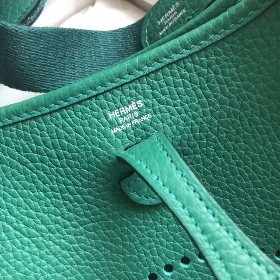 Hermes Evelyne 16 Amazone TPM Shoulder Bag In Dark Green Clemence Leather